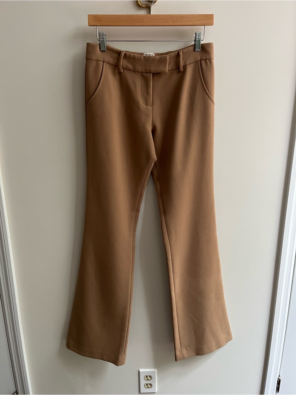 Georgie Camel Tailored Heavy Drape Soft Knit Straight/Bootcut Dress Pants 2